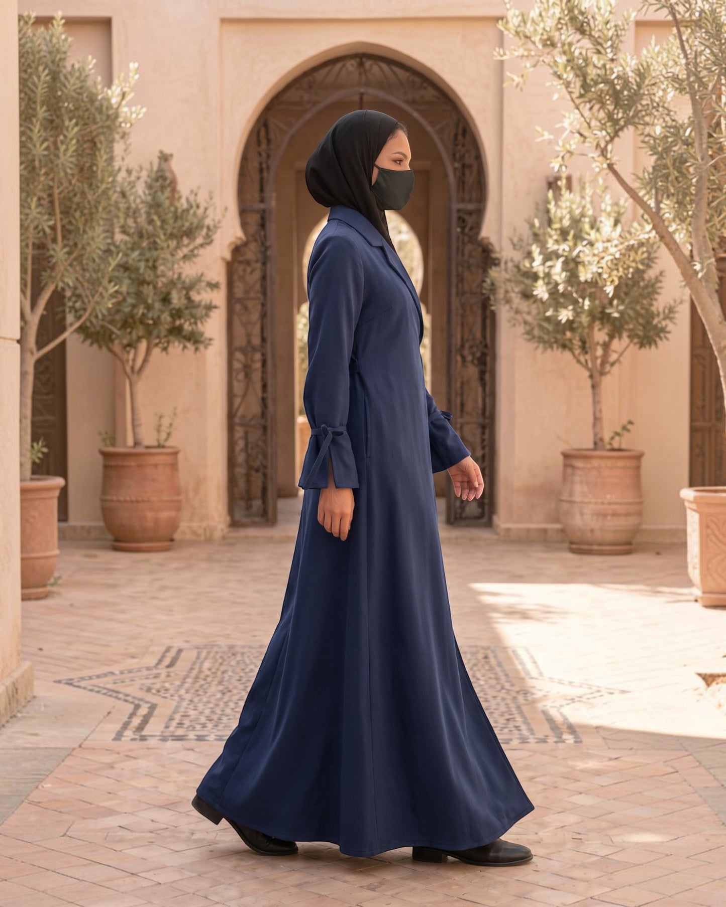 Designer Coat Abaya in Angrakha Style with Tie Ribbons