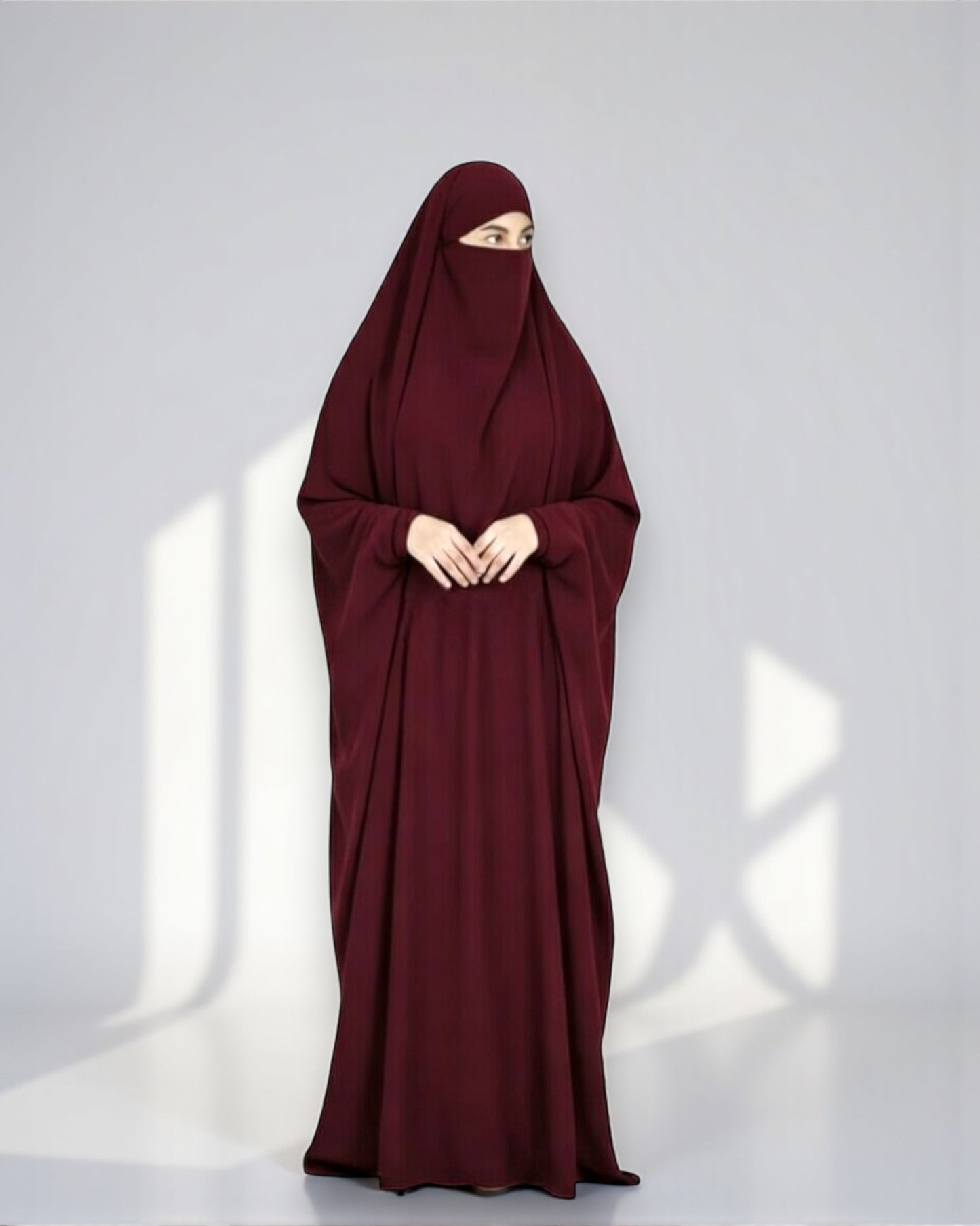 Full Length- Single Piece Jilbab With Adjustable Mouthpiece in Firdaus Fabric
