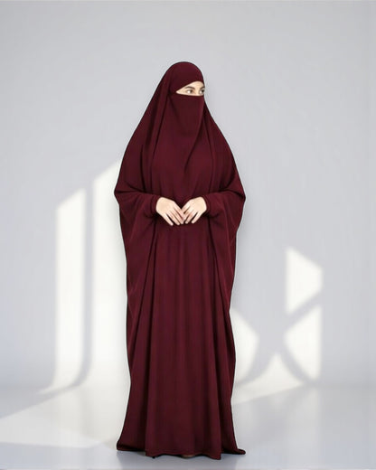 Full Length- Single Piece Jilbab With Adjustable Mouthpiece in Firdaus Fabric