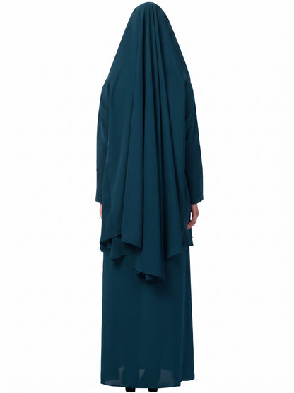 Two-Piece Jilbab Set with Sleeved Khimar & A-Line Abaya