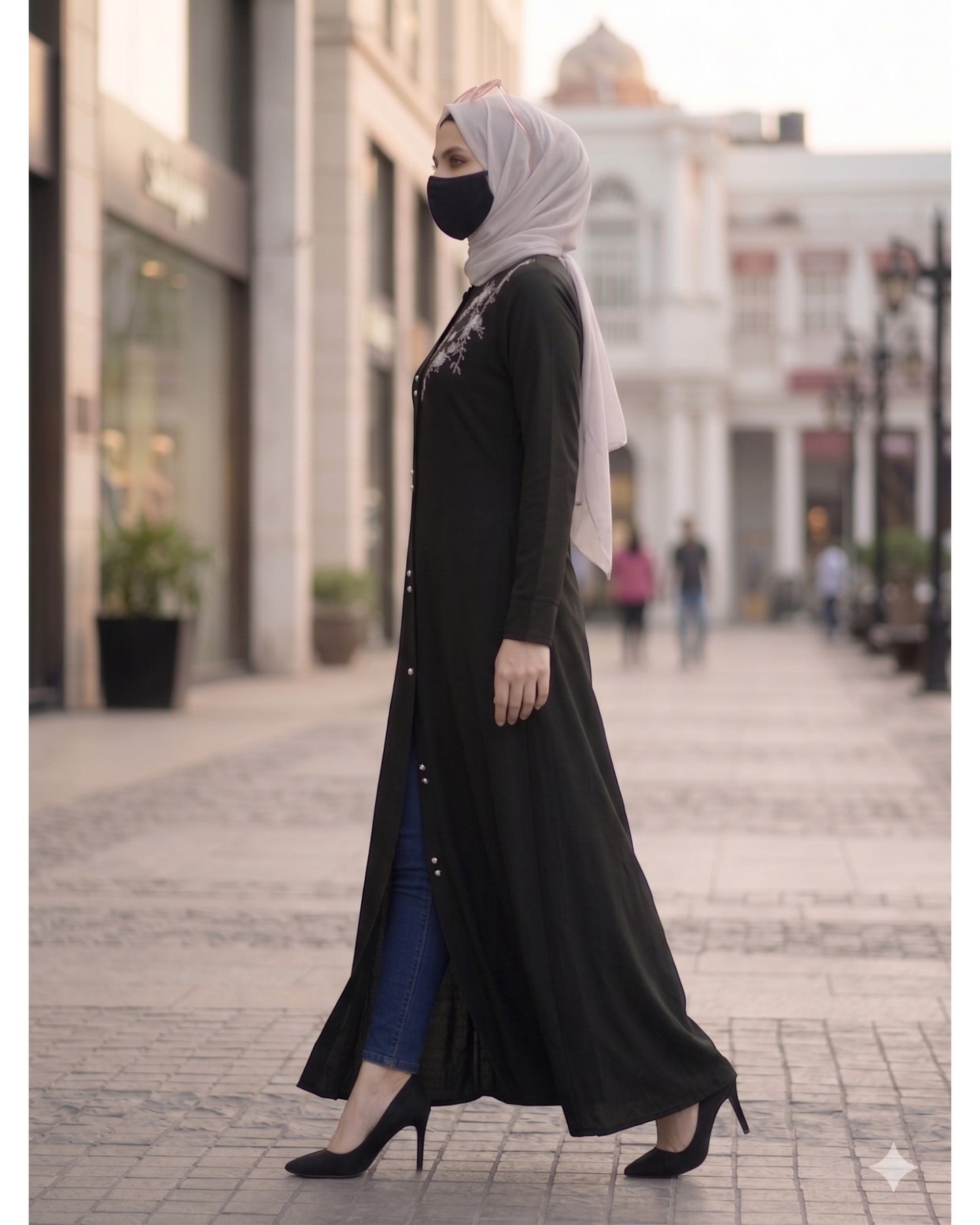 Black  Mahram-Abaya For Wedding  with Handwork Embellishments