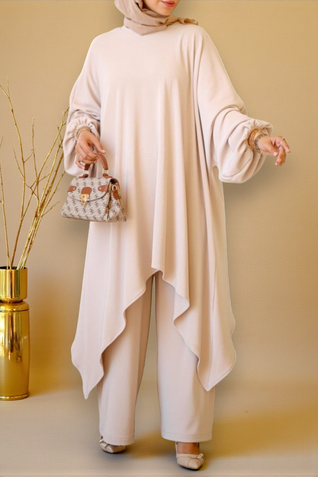 Loose Fit Co-Ord Set in Premium Firdaus Fabric with Hijab