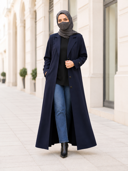 Premium Abaya style Coat without Lining | Free Matching Hijab