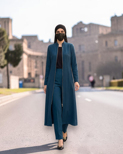 Modest Workwear Long Top with Hijab | Optional Pant |Dark Teal
