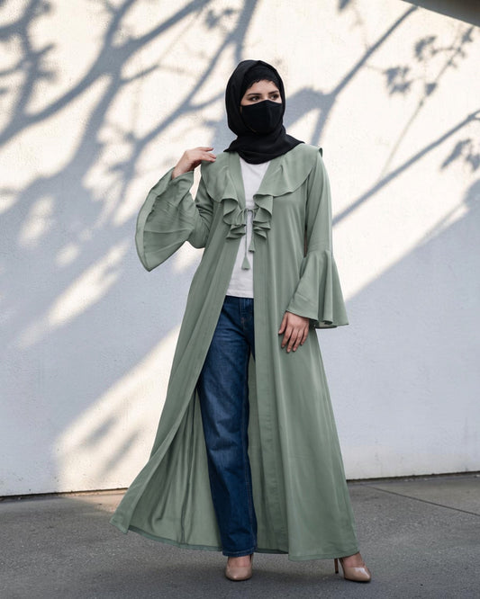 Layered Yoke Shrug for Abaya with Flared Bell Sleeves