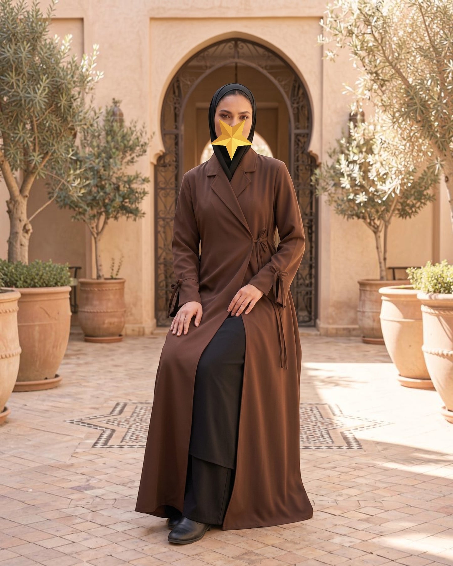 Designer Coat Abaya online in Angrakha Style with Tie Ribbons