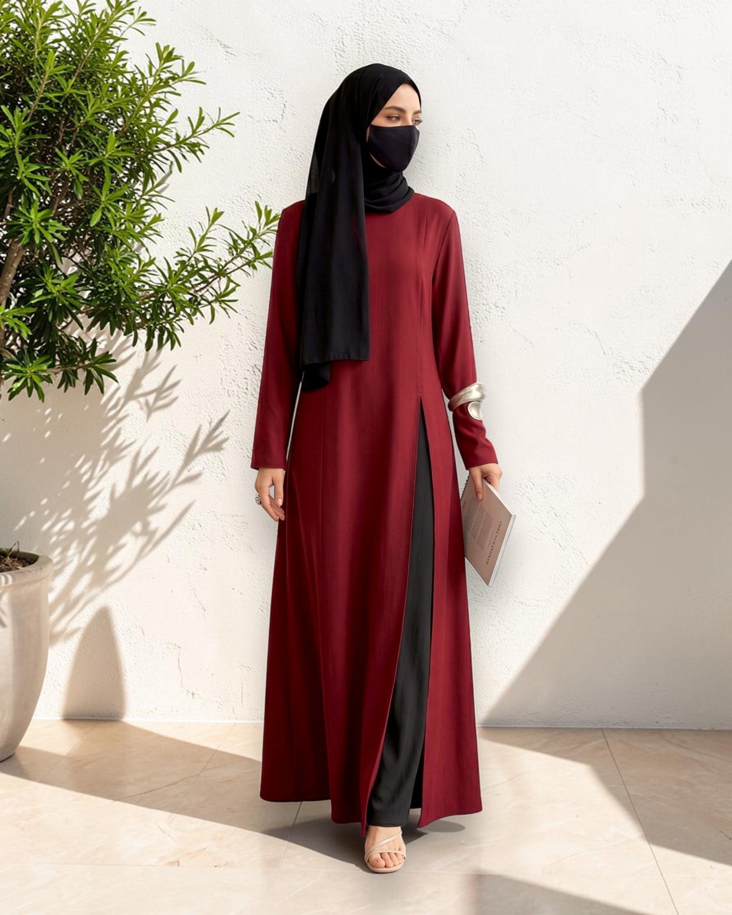 Mahram Long Top Set with Flared Palazzo