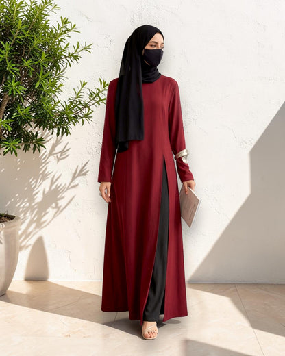 Mahram Long Top Set with Flared Palazzo