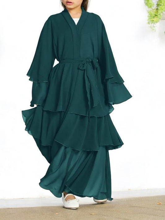 Elegant Front-Open Georgette Abaya for Kids