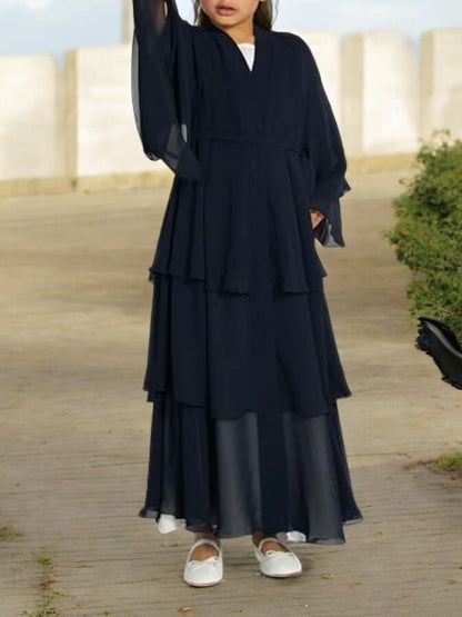 Elegant Front-Open Georgette Abaya for Kids