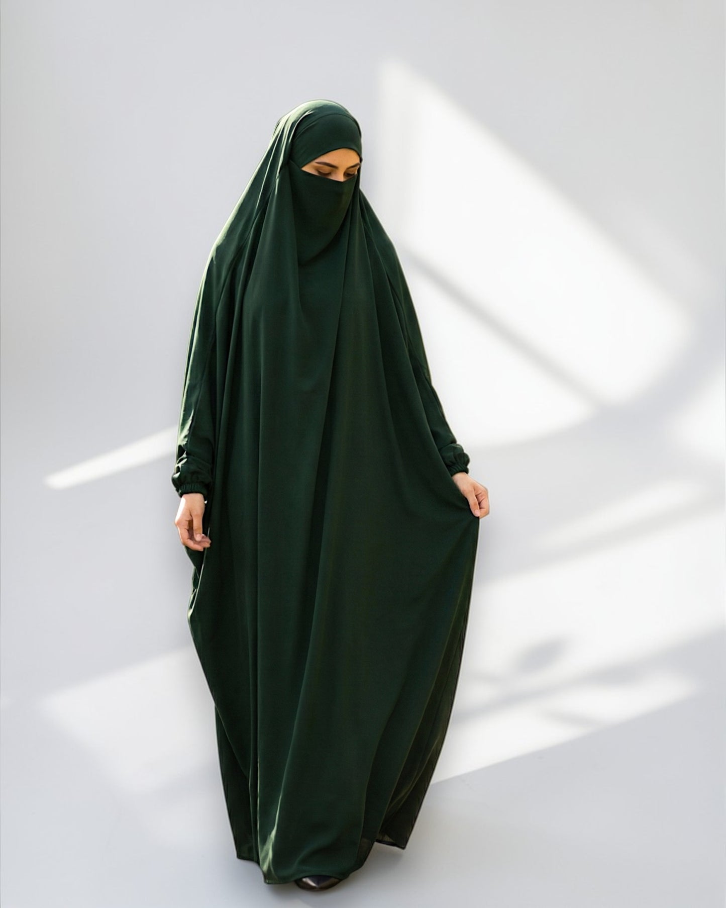 Full Length- Single Piece Jilbab With Adjustable Mouthpiece in Firdaus Fabric