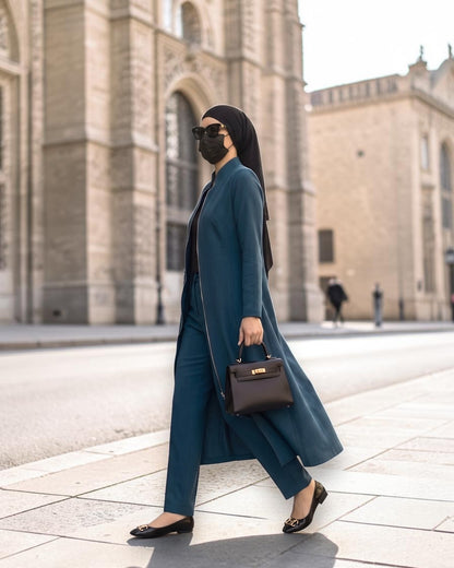 Modest Workwear Long Top with Hijab | Optional Pant |Dark Teal