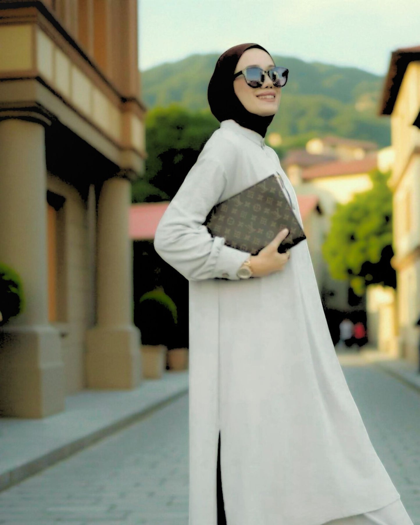 Co-ord Abaya Set for Women Ð Firdaus Fabric with Wide Palazzo & Tunic