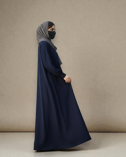 Front Open Abaya with Zipper Opening, Umbrella Flare and Matching Belt