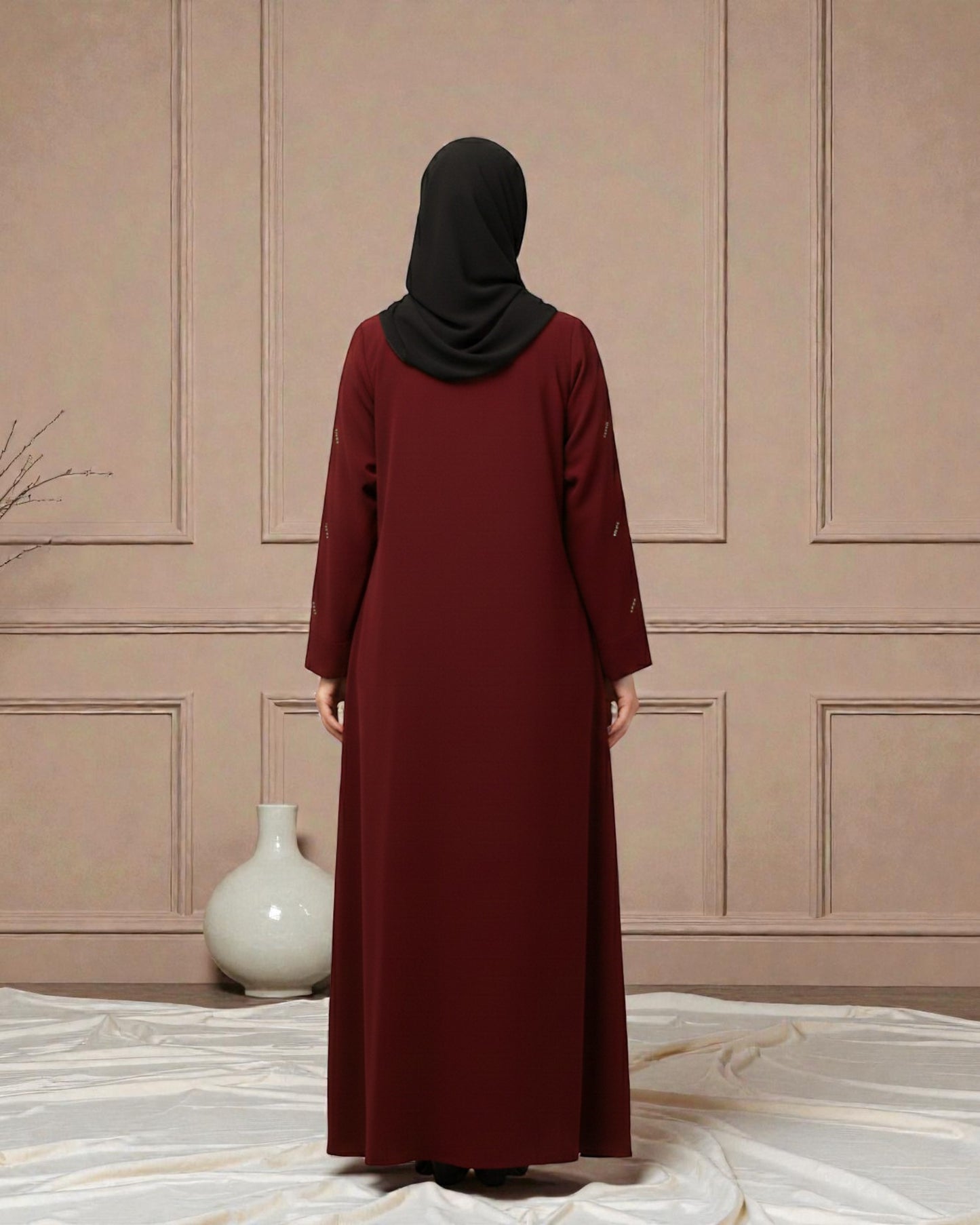 Front Open Mahram-Abaya with Handwork – Premium Praada Fabric
