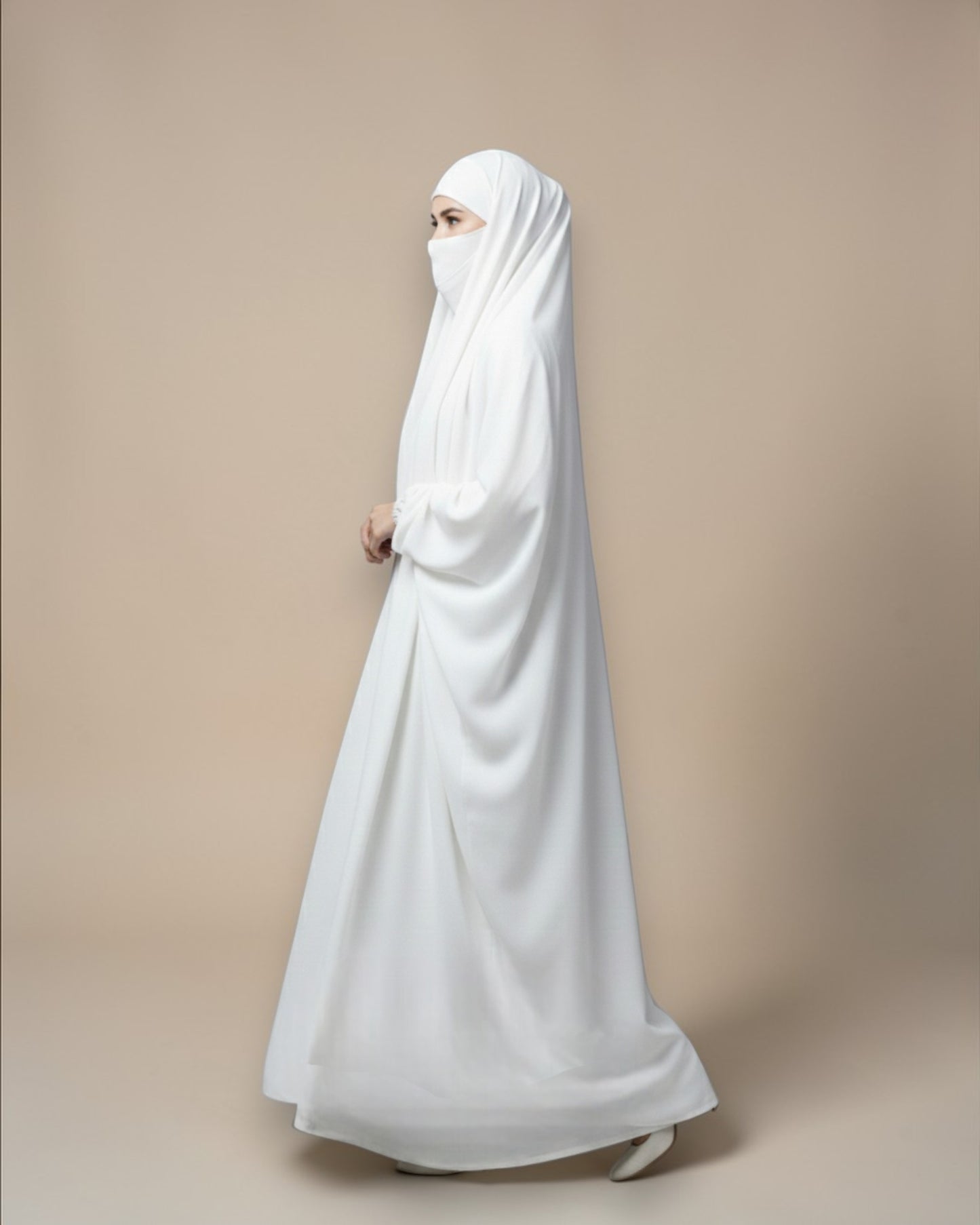 Full Length- Single Piece Jilbab With Adjustable Mouthpiece in Firdaus Fabric