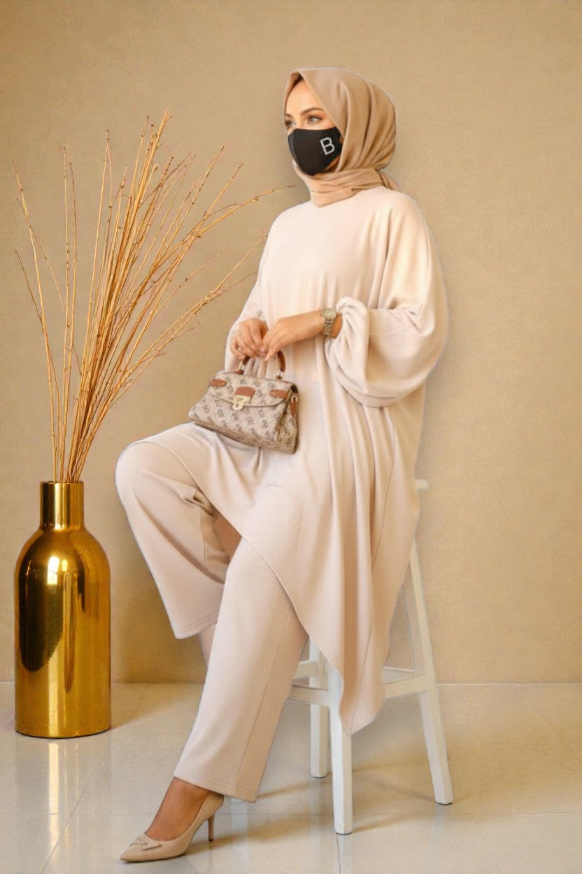 Loose Fit Co-Ord Set in Premium Firdaus Fabric with Hijab