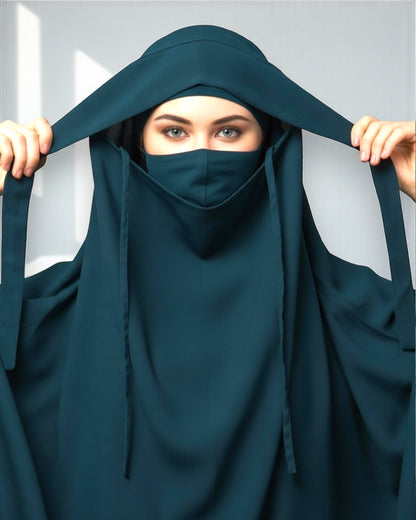 Full Length- Single Piece Jilbab With Adjustable Mouthpiece in Firdaus Fabric