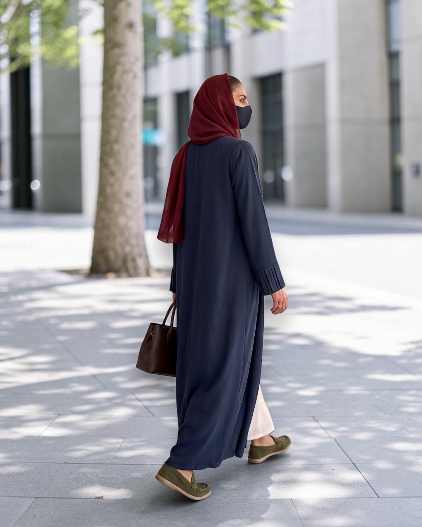 Open Abaya Shrug with Hijab & Optional Inner | open-abaya-shrug| Navy Blue