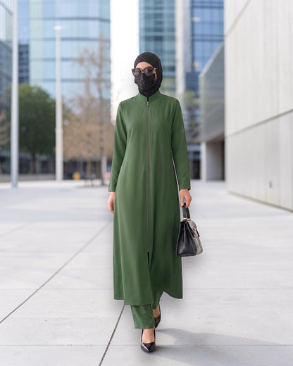 Modest Workwear Long Top with Hijab | Optional Pant |Jade Green