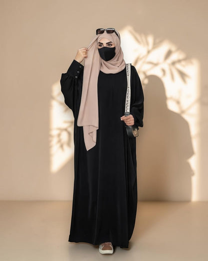 Black Kaftan Abaya with Cuff Sleeves