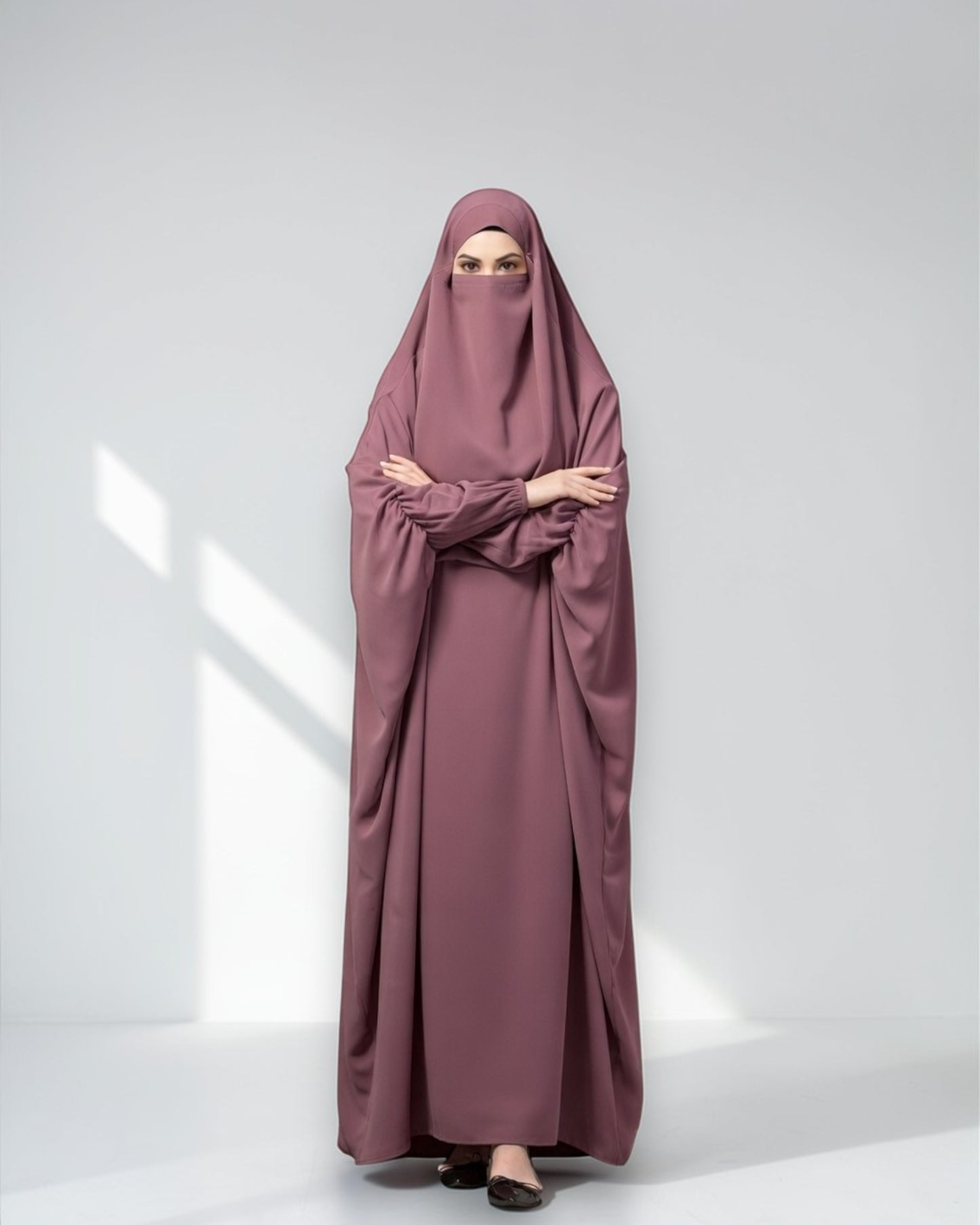 Full Length- Single Piece Jilbab With Adjustable Mouthpiece in Firdaus Fabric