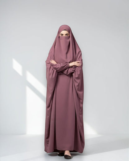 Full Length- Single Piece Jilbab With Adjustable Mouthpiece in Firdaus Fabric