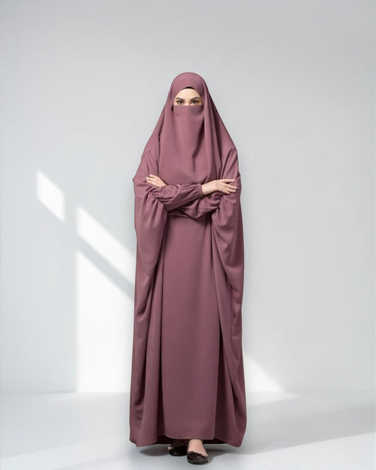 Full Length- Single Piece Jilbab With Adjustable Mouthpiece in Firdaus Fabric