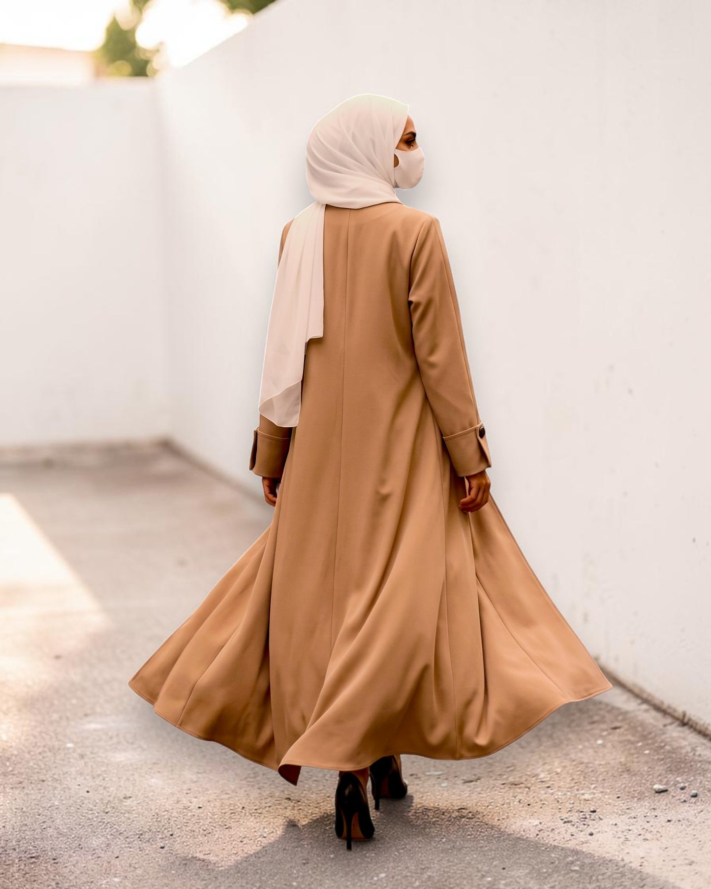 Abaya style long coat without Lining | Free Matching Hijab