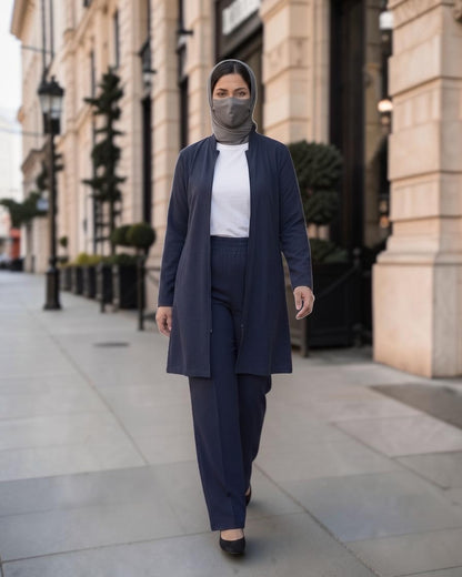 2-Piece Modest Co-Ord Set with Zipper Top & Elasticated Trousers | Optional Hijab