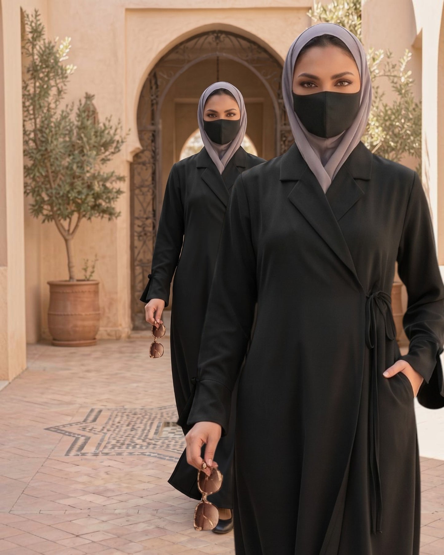 Mahram Blazer Abaya Online with Tie Ribbons