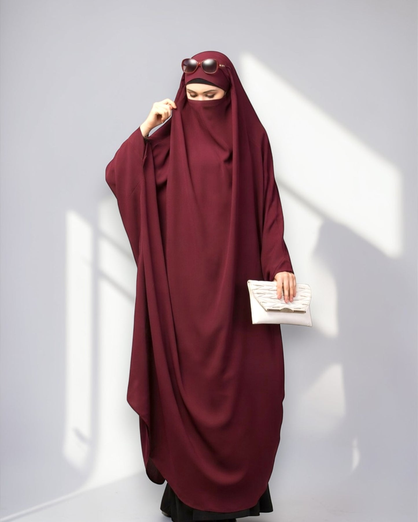 Full Length- Single Piece Jilbab With Adjustable Mouthpiece in Firdaus Fabric