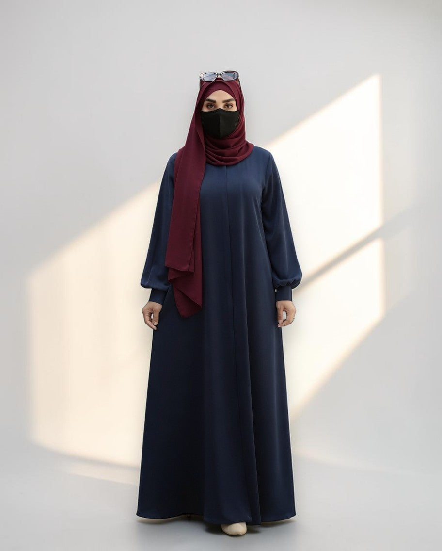 Blue Abaya for Women with Mandarin Collar
