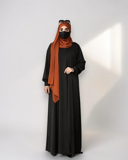 Black Abaya for Women with Rust Hijab