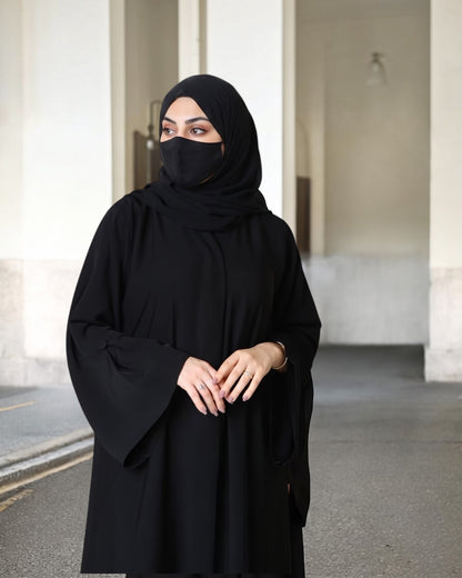 Minimal Grace Black Burqa Abaya in Pure Prada Fabric with Designer Sleeves