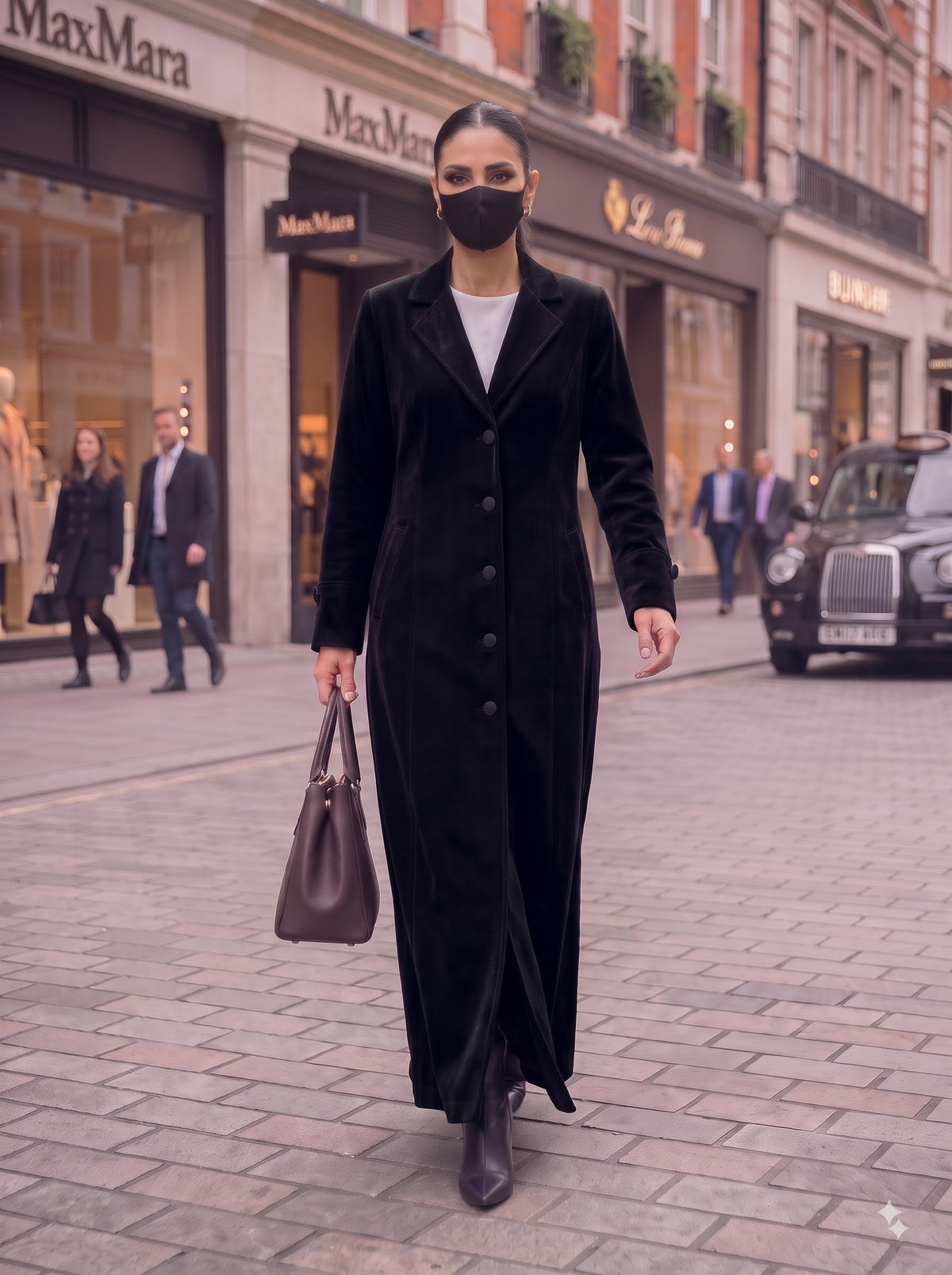 Tailored Long Velvet Abaya Coat