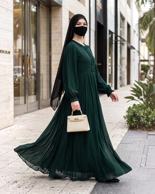 Elegant Modest Georgette Dress with Full Crepe Lining