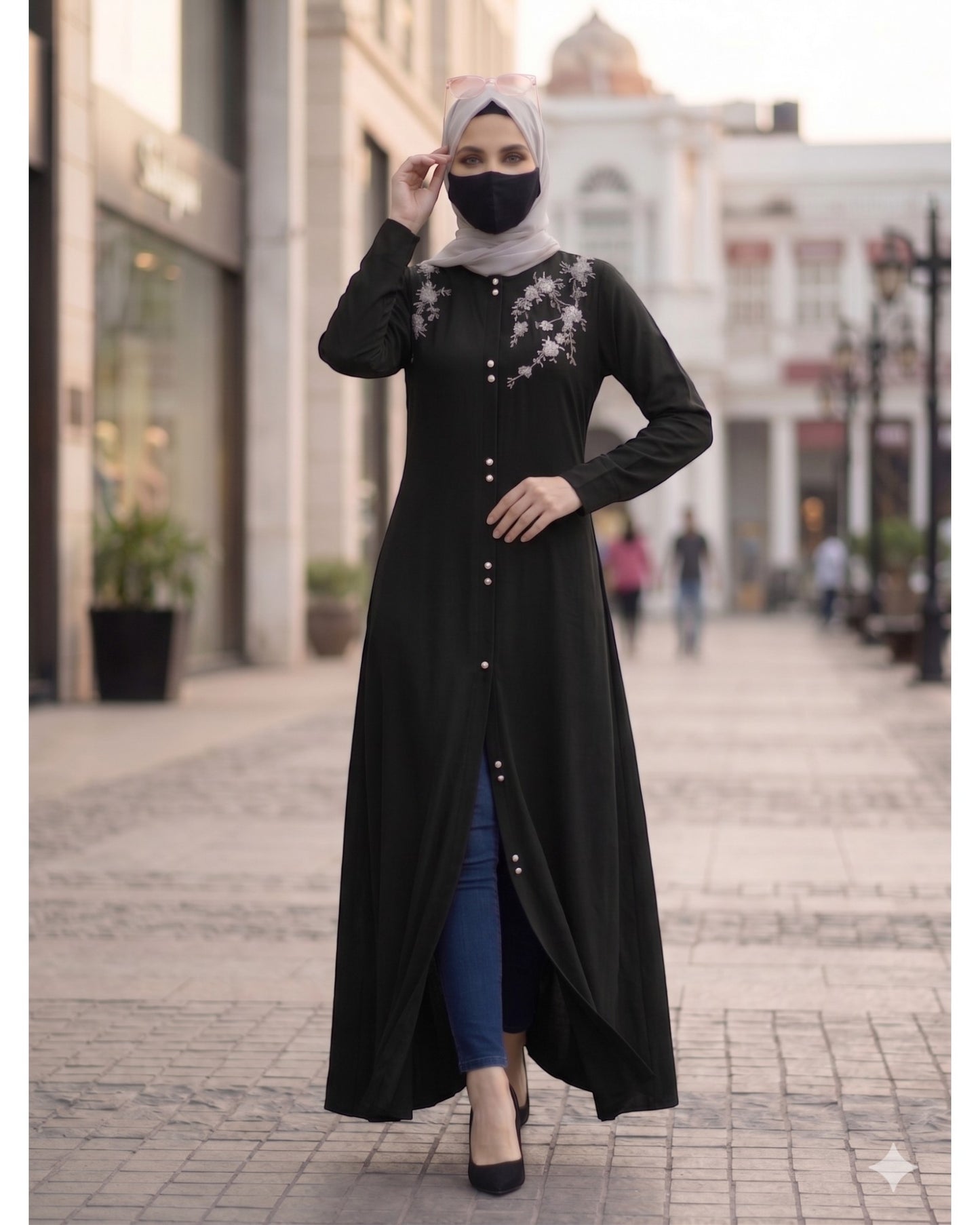 Black  Mahram-Abaya For Wedding  with Handwork Embellishments