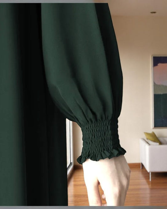 Front Open Abaya with Zipper Opening, Umbrella Flare and Matching Belt