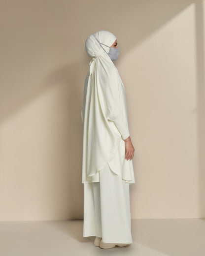 Elegant Two Piece Jilbab Set in Luxurious Flow Crepe Fabric with Flared Skirt and Full Size Khimar
