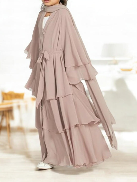 Elegant Front-Open Georgette Abaya for Kids
