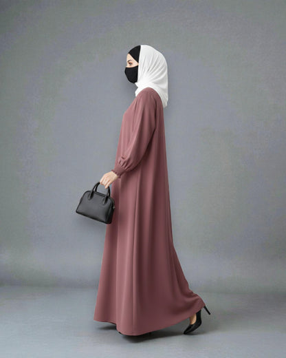 Front Open Abaya with Zipper Opening, Umbrella Flare and Matching Belt