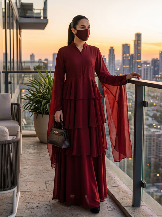 Cascading Tier Georgette Occasion Dress