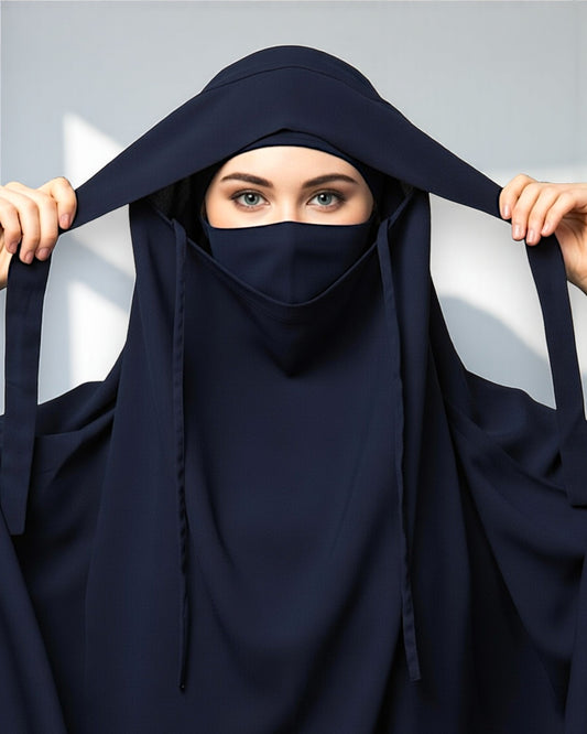 Full Length- Single Piece Jilbab With Adjustable Mouthpiece in Firdaus Fabric
