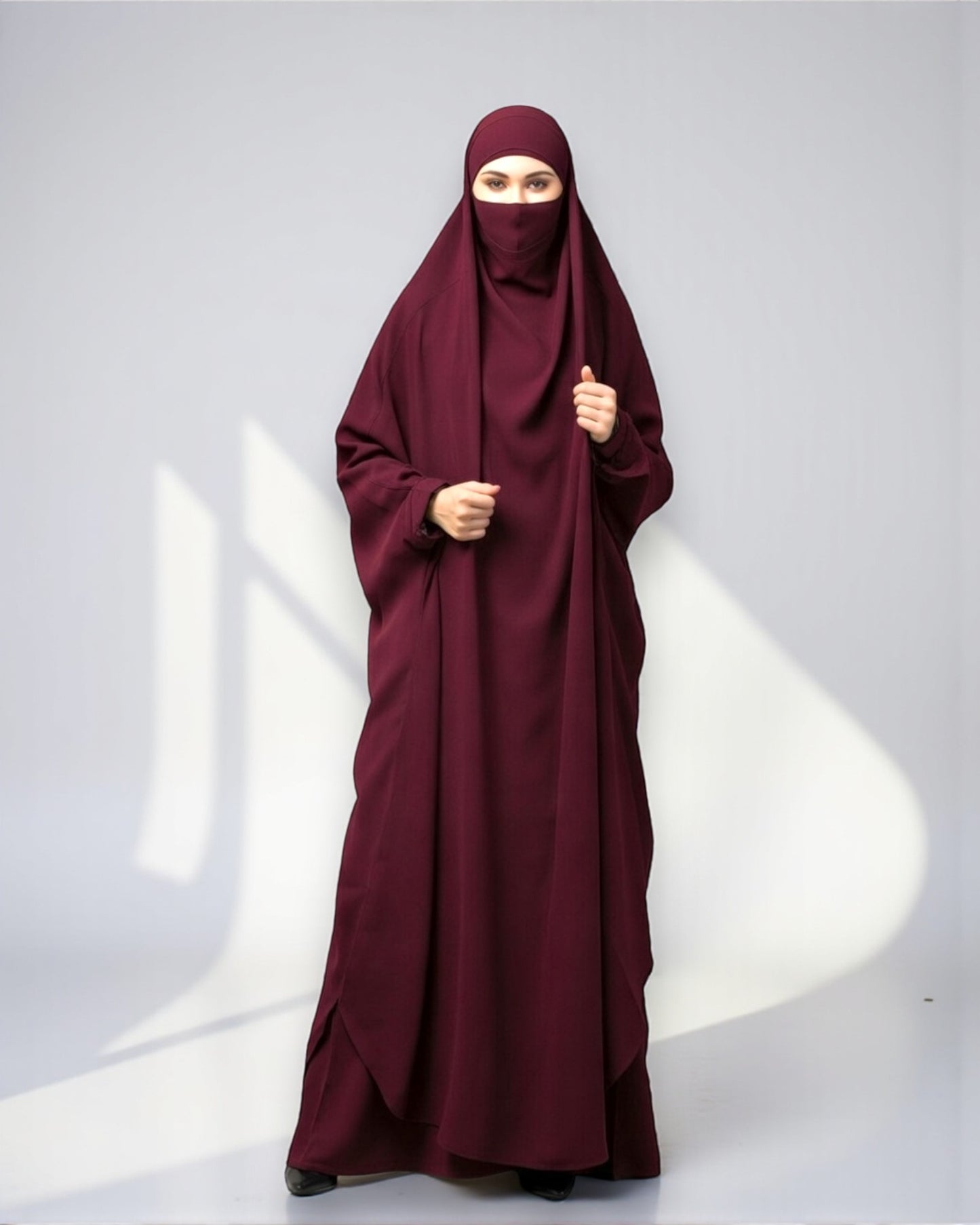 Full Length- Single Piece Jilbab With Adjustable Mouthpiece in Firdaus Fabric