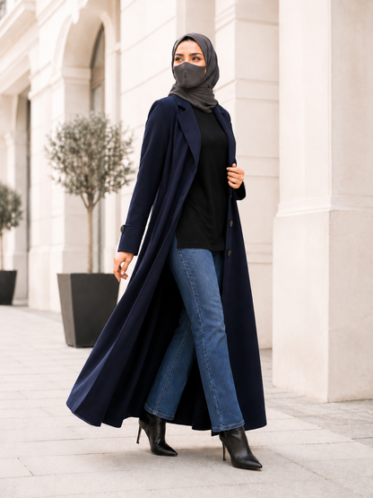 Premium Abaya style Coat without Lining | Free Matching Hijab