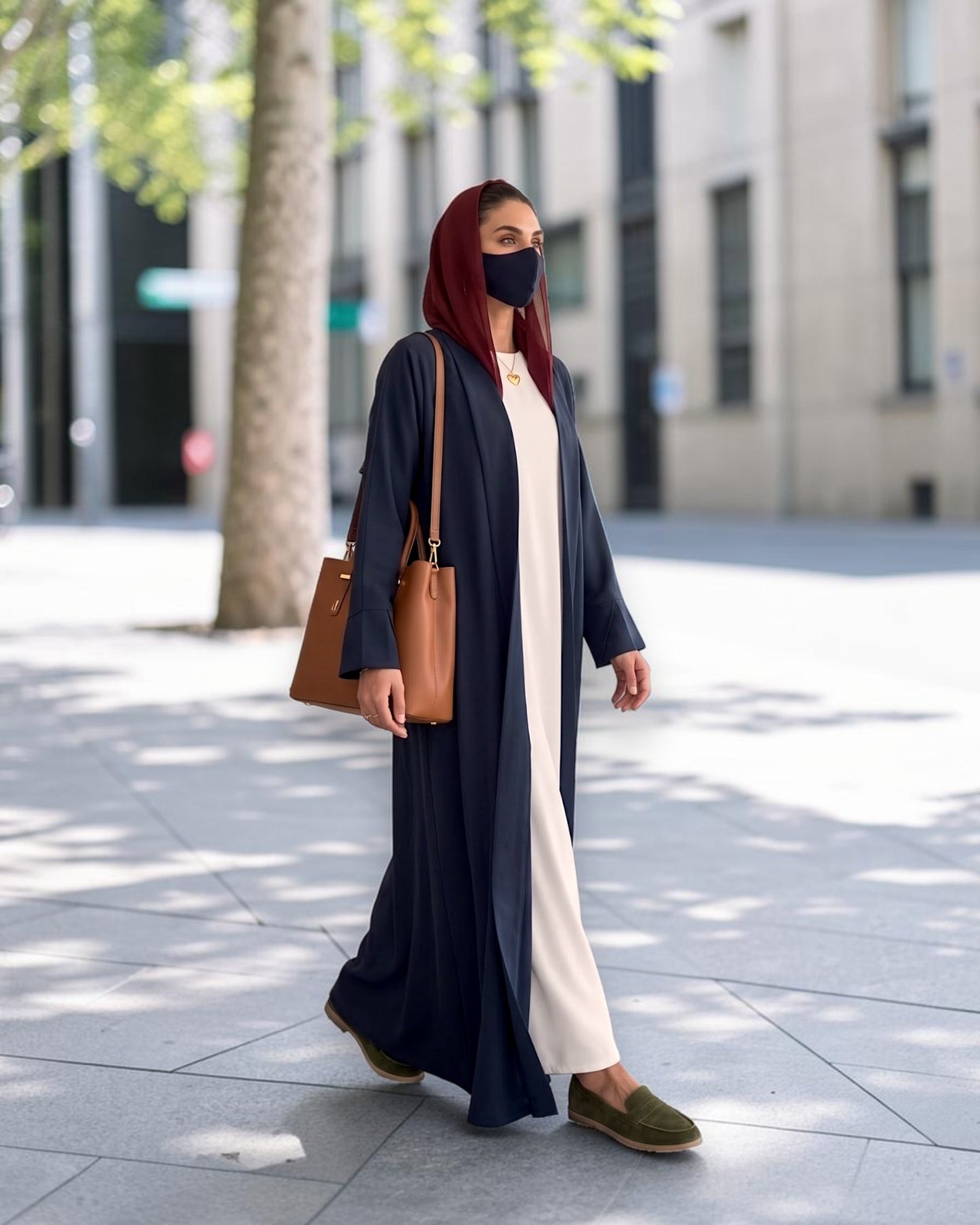 Open Abaya Shrug with Hijab & Optional Inner | open-abaya-shrug| Navy Blue