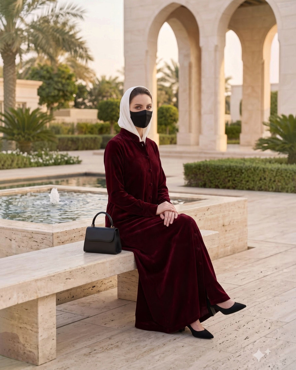 Luxe Micro Velvet Front Open Abaya with Buttoned Cuffs