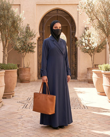 Designer Coat Abaya in Angrakha Style with Tie Ribbons