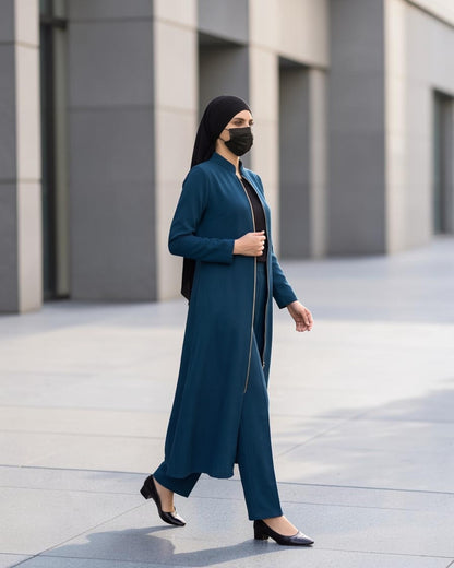Modest Workwear Long Top with Hijab | Optional Pant |Dark Teal